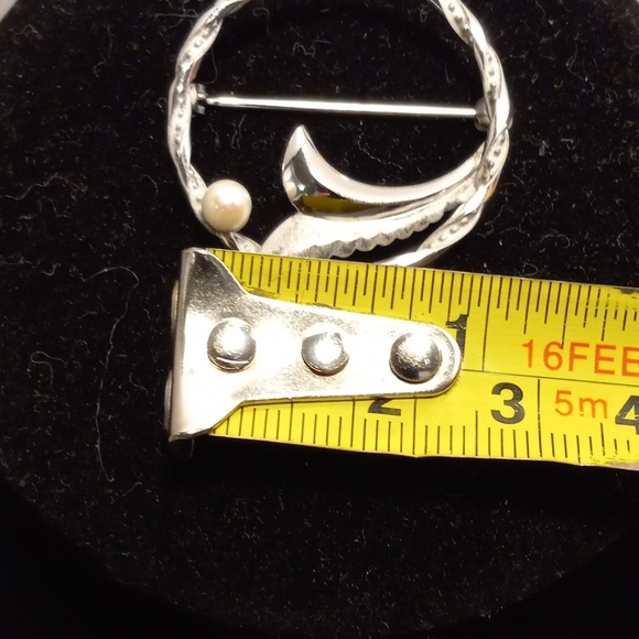 Vintage Signed DCE Sterling Silver Wreath W/Genuine Pearl Leaf Brooch Pin - Picture 7 of 9